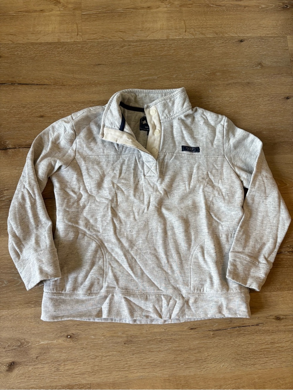 Light Heather Gray Iowa Pullover Sweatshirt with Snap Collar